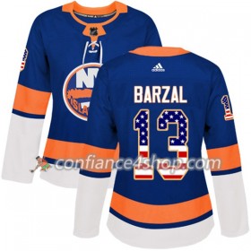 Adidas Maillot de Hockey New York Islanders Mathew Barzal 13 2017-2018 Bleu USA Flag Fashion Authentic - Femme